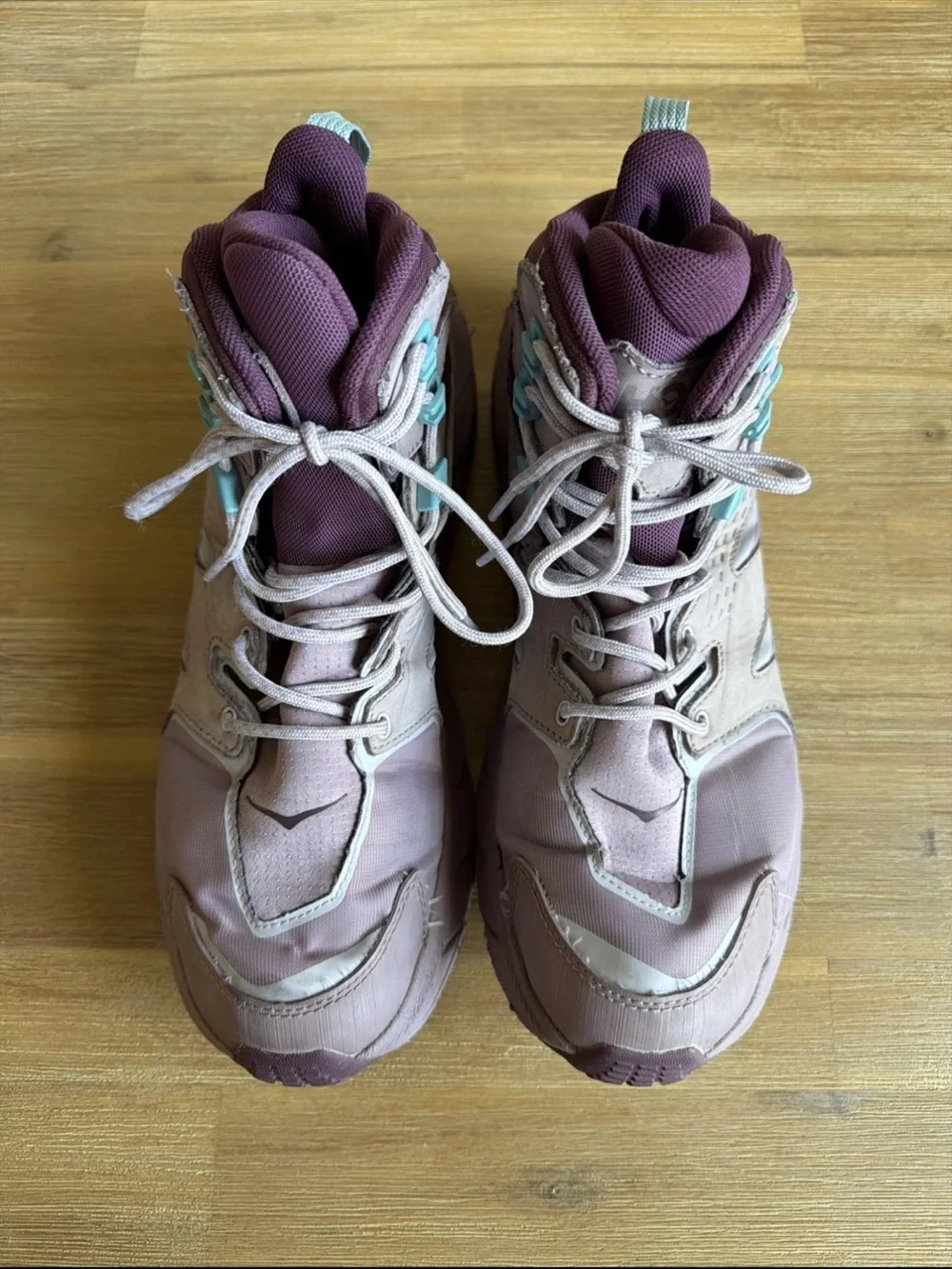 Hoka Lavender and Deep Purple High-Top Trail Sneakers